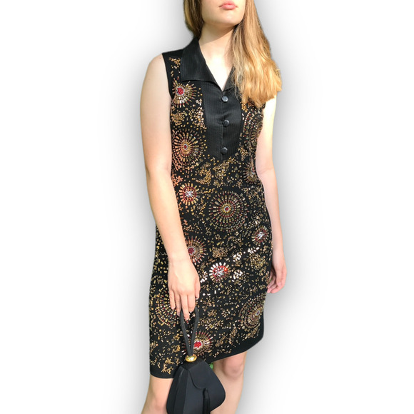 New with tags LIBERTINE BILL BLASS one of a kind couture beaded pencil dress - Picture 7 of 17